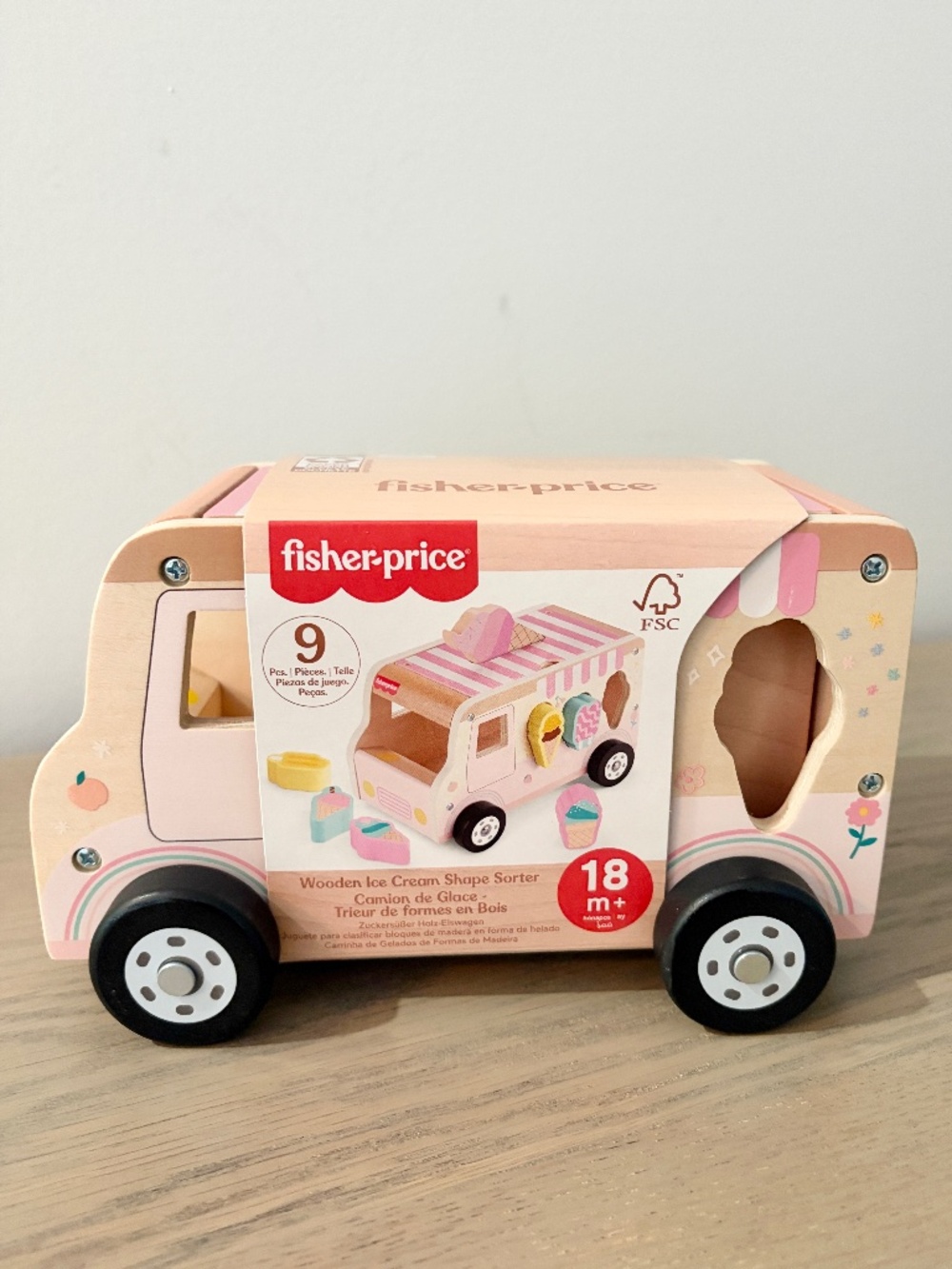 Fisher-Price, Toddler, Shape Sorting Playset, Wooden Ice Cream Truck, NEW